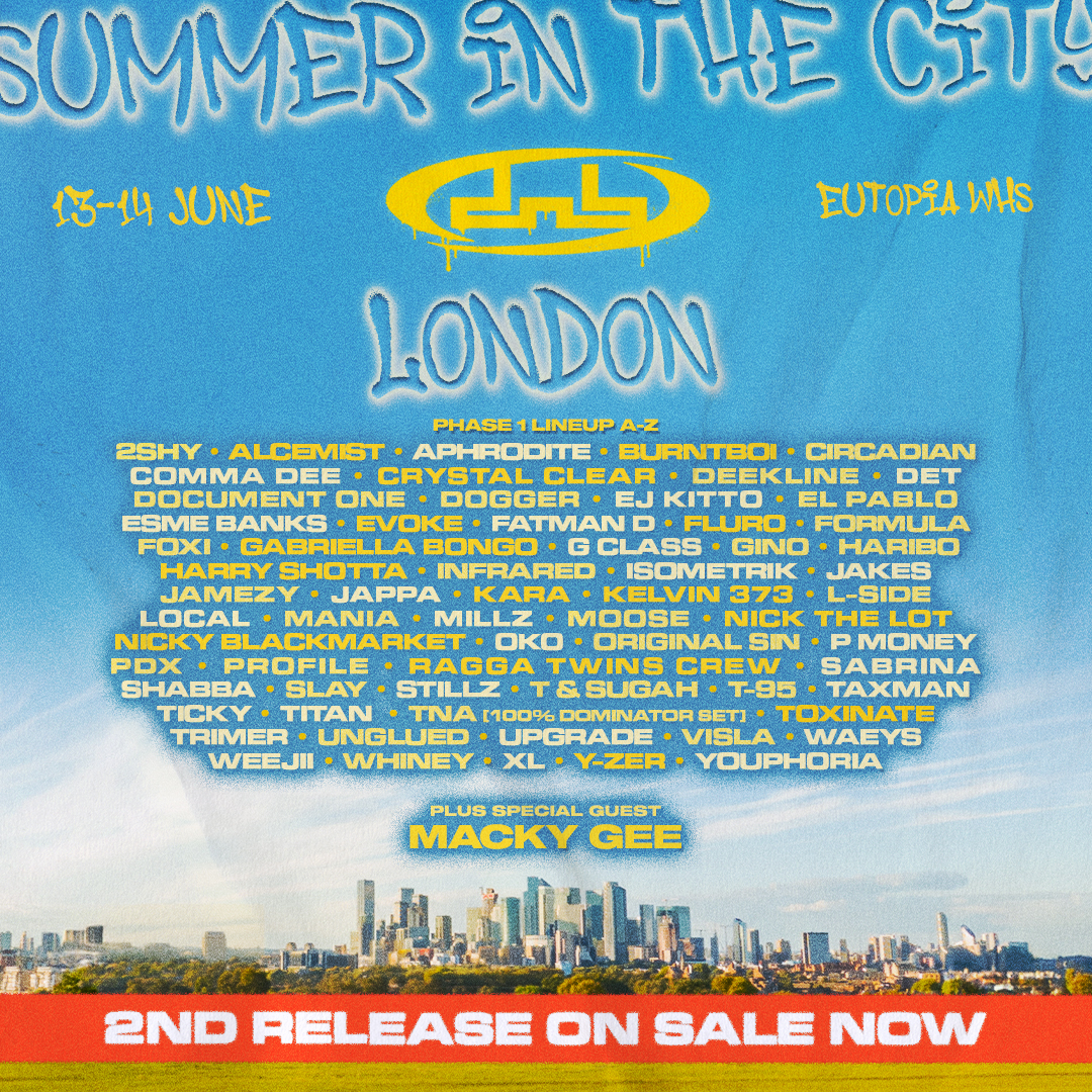 DnB Allstars Summer in the City - London - 13-14 June 2026 - 2nd Release On Sale Now - Phase 1 Lineup featuring Macky Gee and 60+ artists
